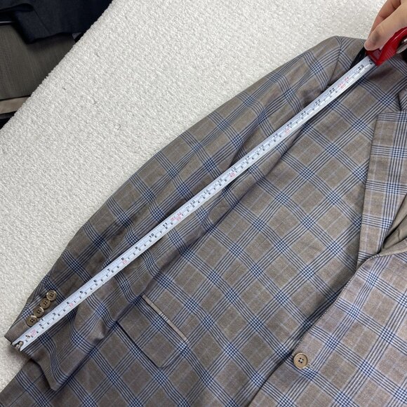 Coppley Biella Brown / Blue Plaid Sport Coat Jacket Super 130's Wool Sz 42R - Picture 10 of 16